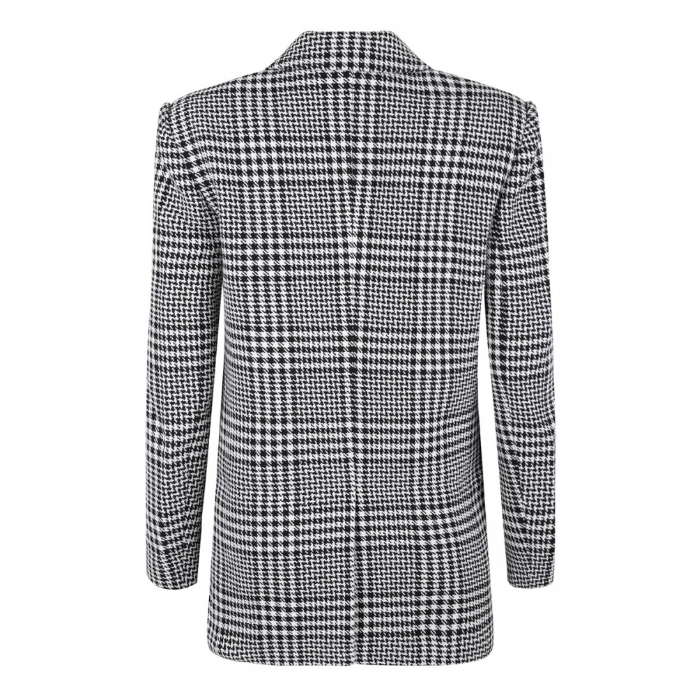 Houndstooth wool blend blazer