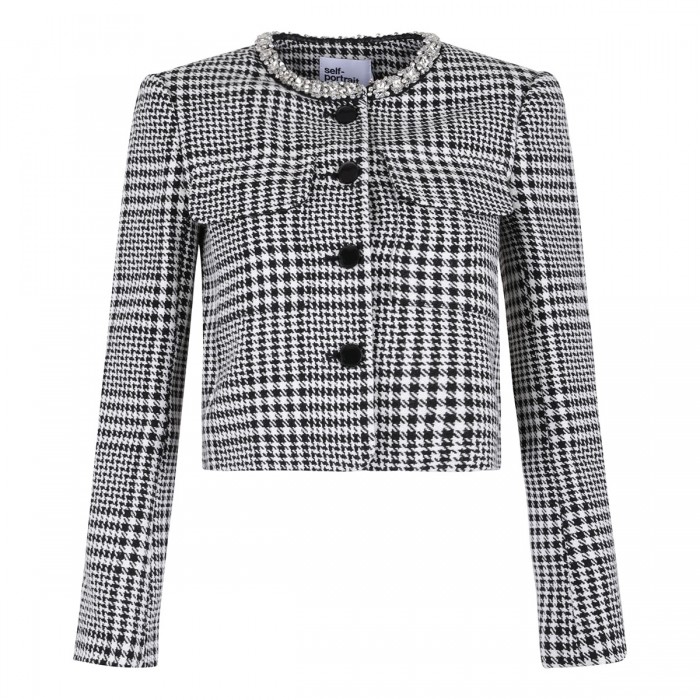Houndstooth crystal trim jacket