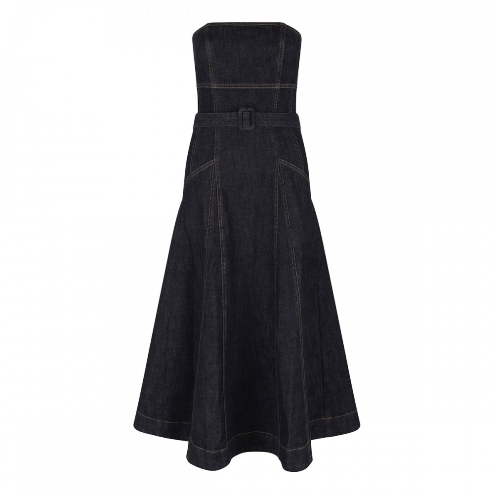 Indigo denim bandeau dress