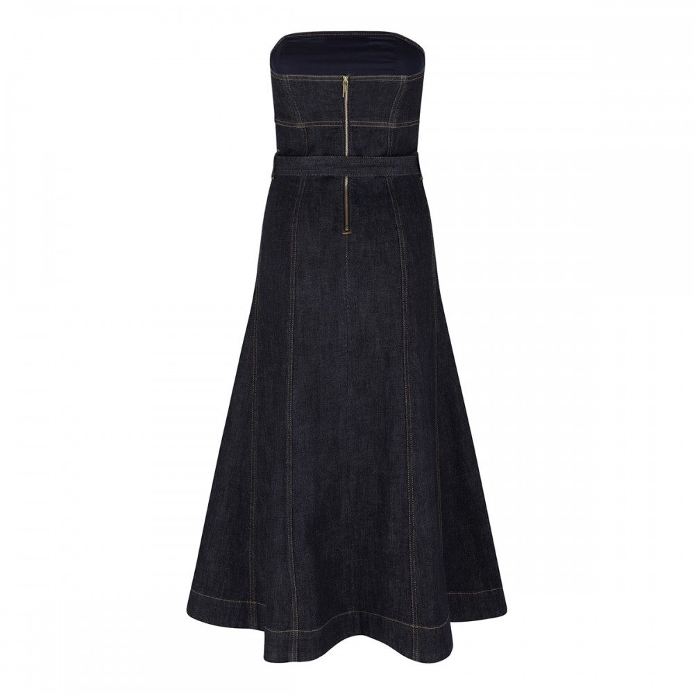 Indigo denim bandeau dress