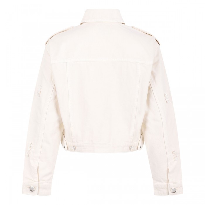 Cream denim beaded floral jacket