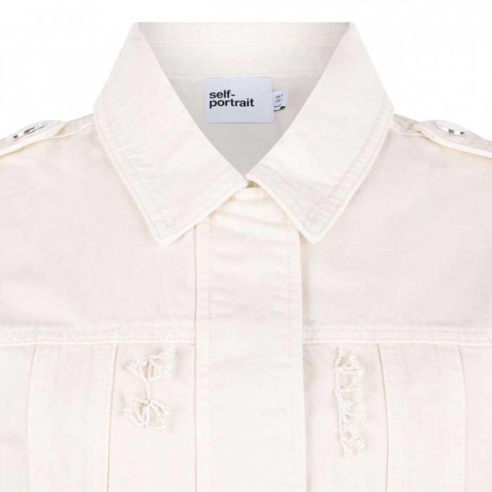 Cream denim beaded floral jacket