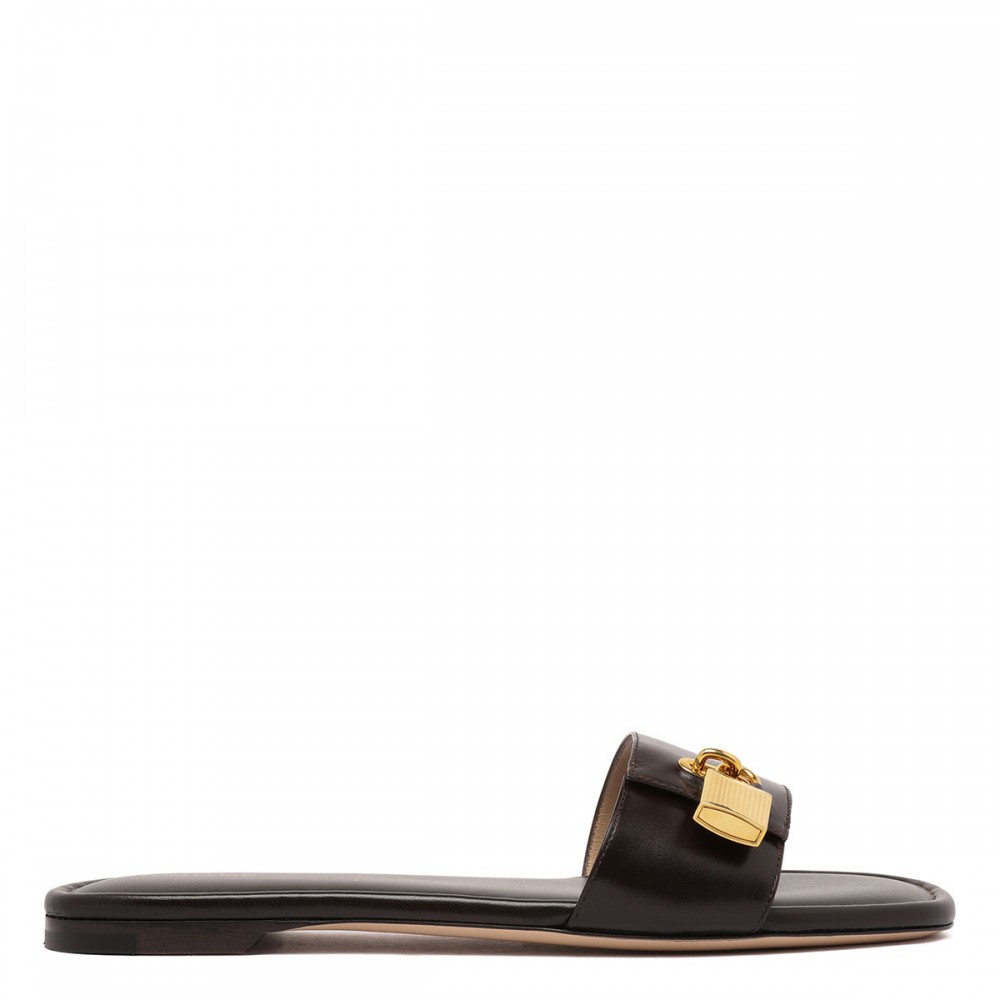 Padlock slide flat sandals