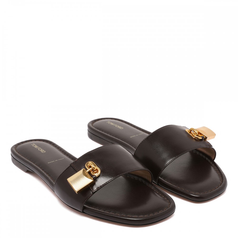 Padlock slide flat sandals
