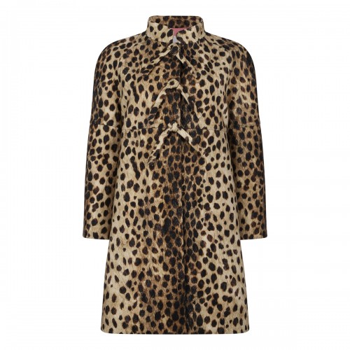 Jaguar spots printed wool coat