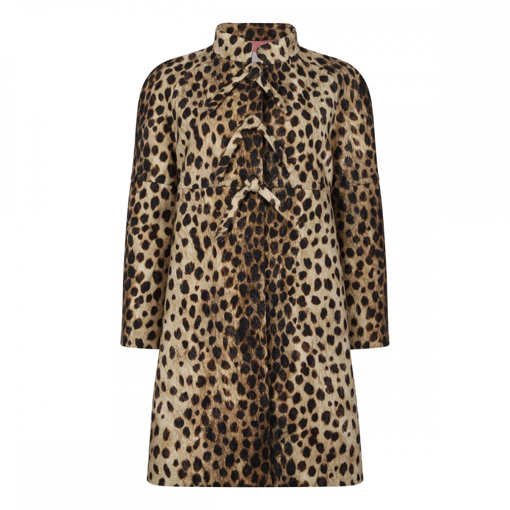 Jaguar spots printed wool coat