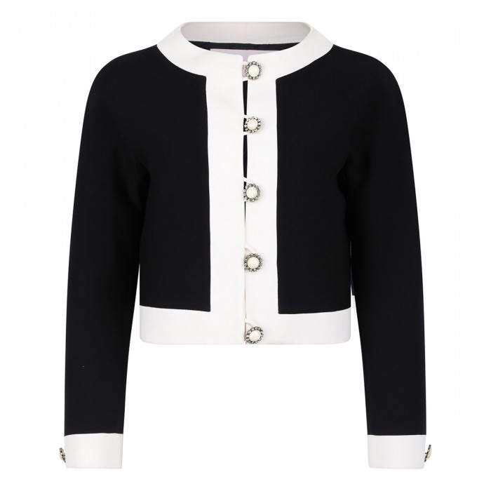 Black virgin wool blend cardigan