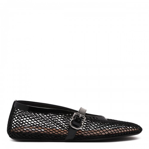 Black fishnet ballerinas