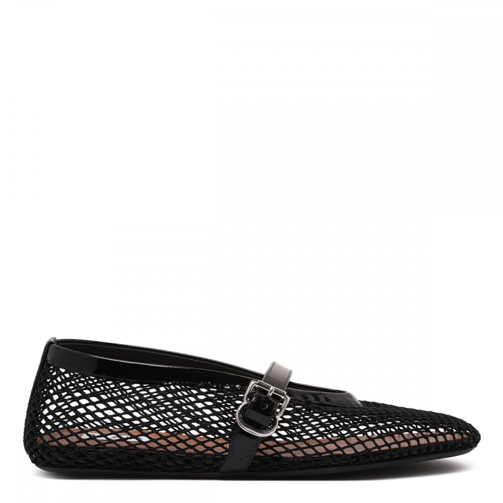 Black fishnet ballerinas