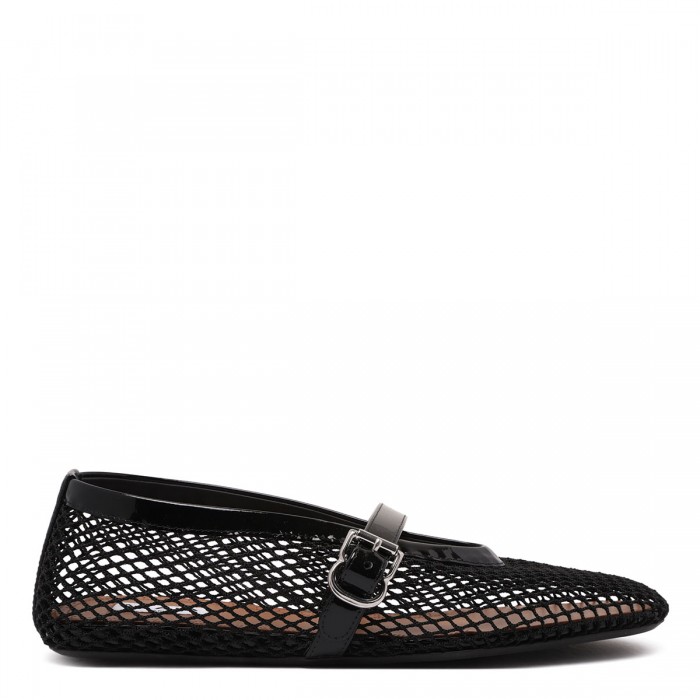 Black fishnet ballerinas