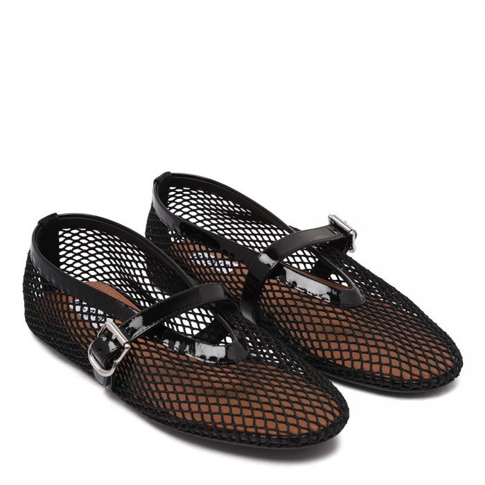 Black fishnet ballerinas