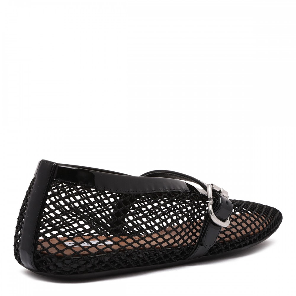 Black fishnet ballerinas