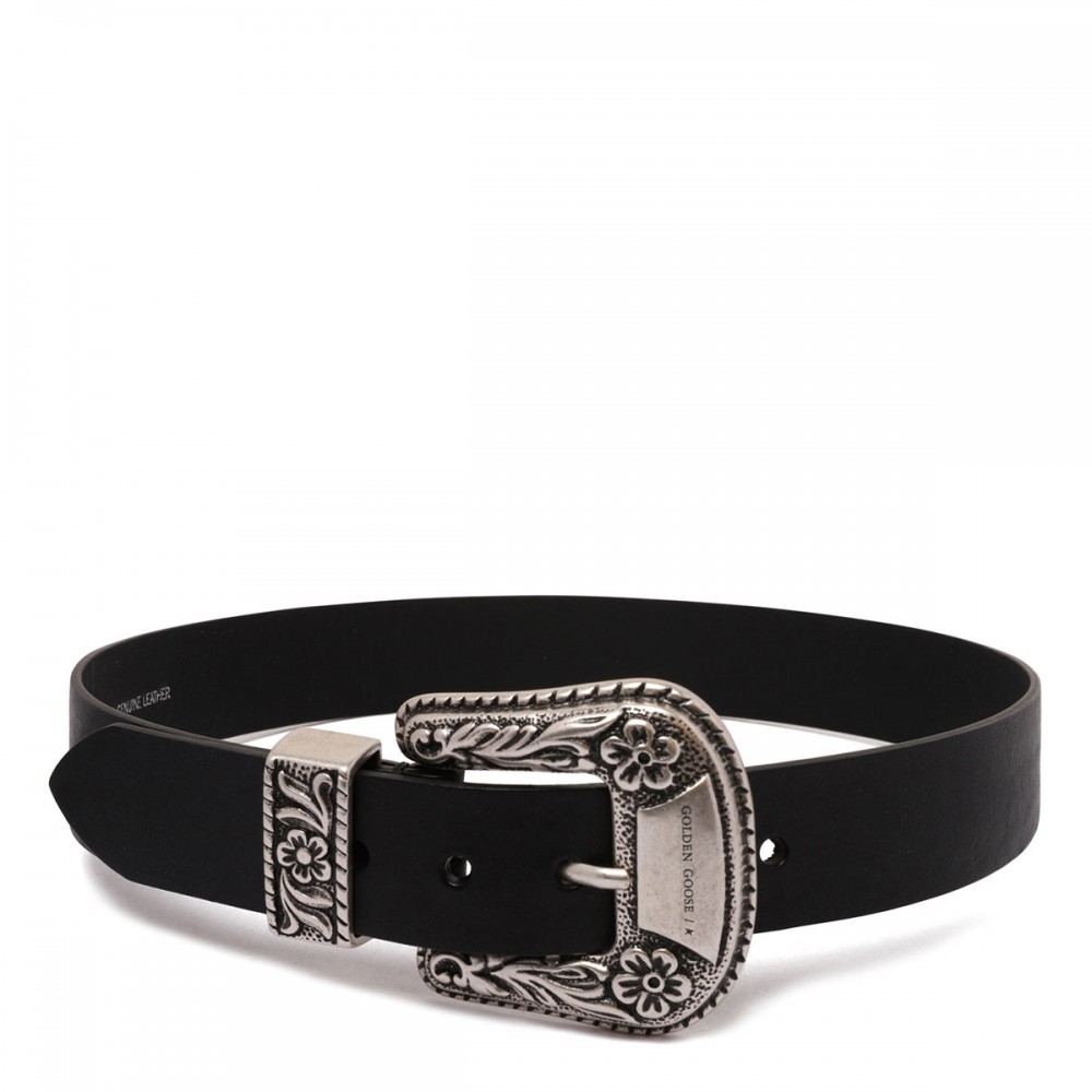 Black leather belt
