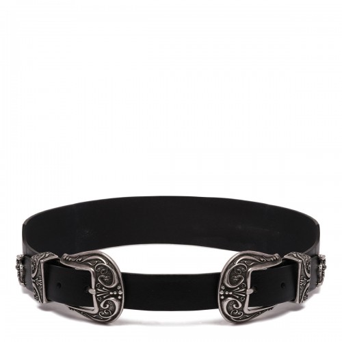 Black leather belt with...