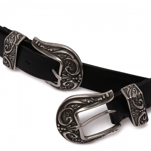 Black leather belt with... 2