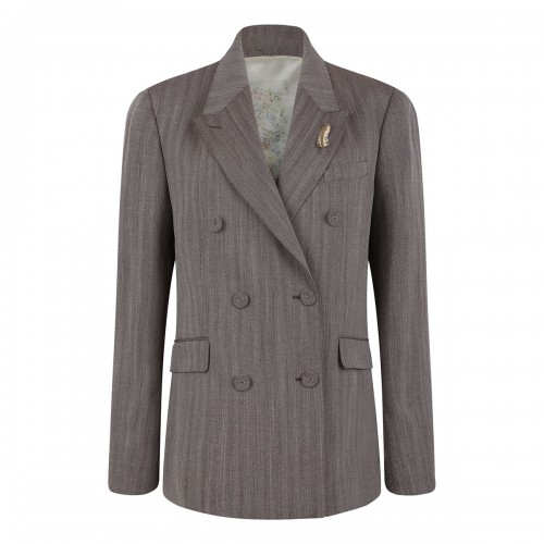 Beige chevron wool blend...