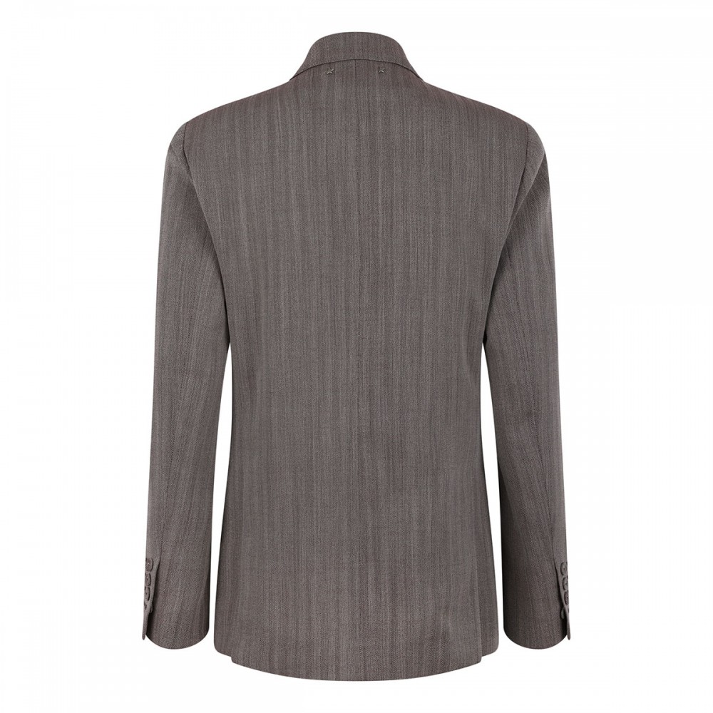 Beige chevron wool blend blazer