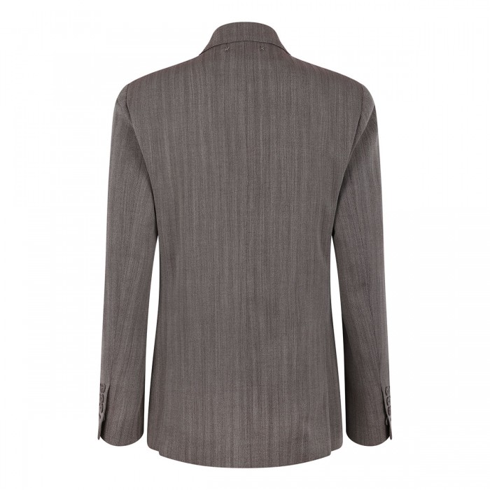 Beige chevron wool blend blazer