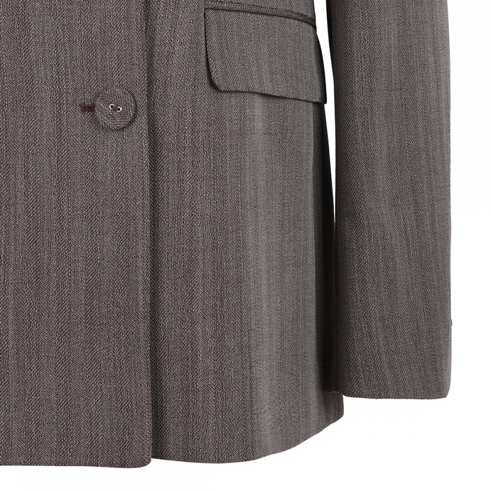 Beige chevron wool blend blazer