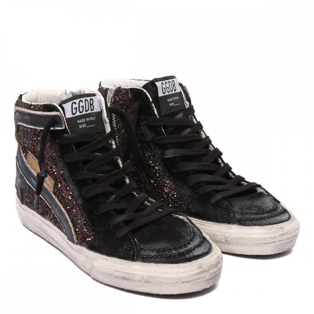 Slide brown glitter sneakers