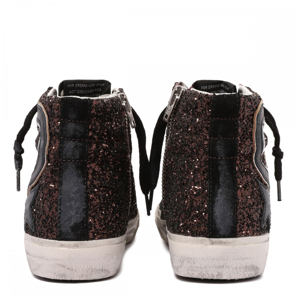 Slide brown glitter sneakers