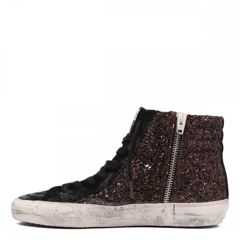 Slide brown glitter sneakers