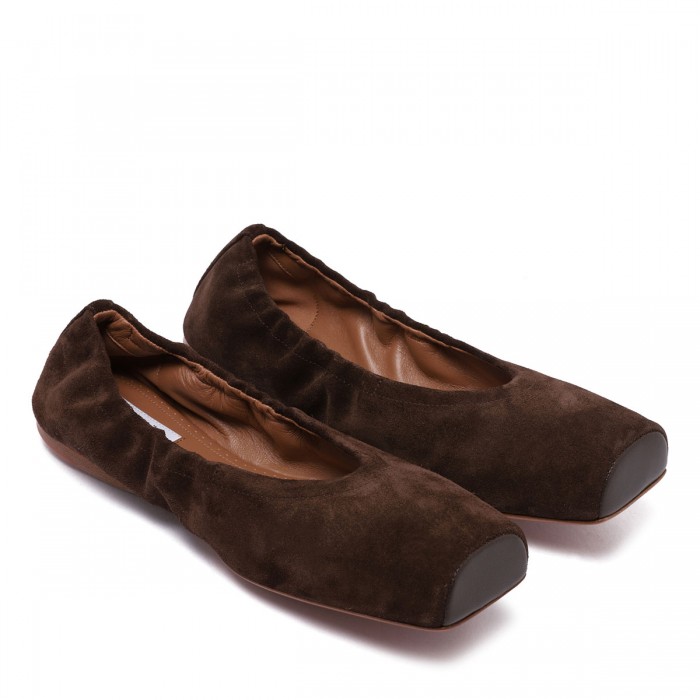 Suede square ballerinas