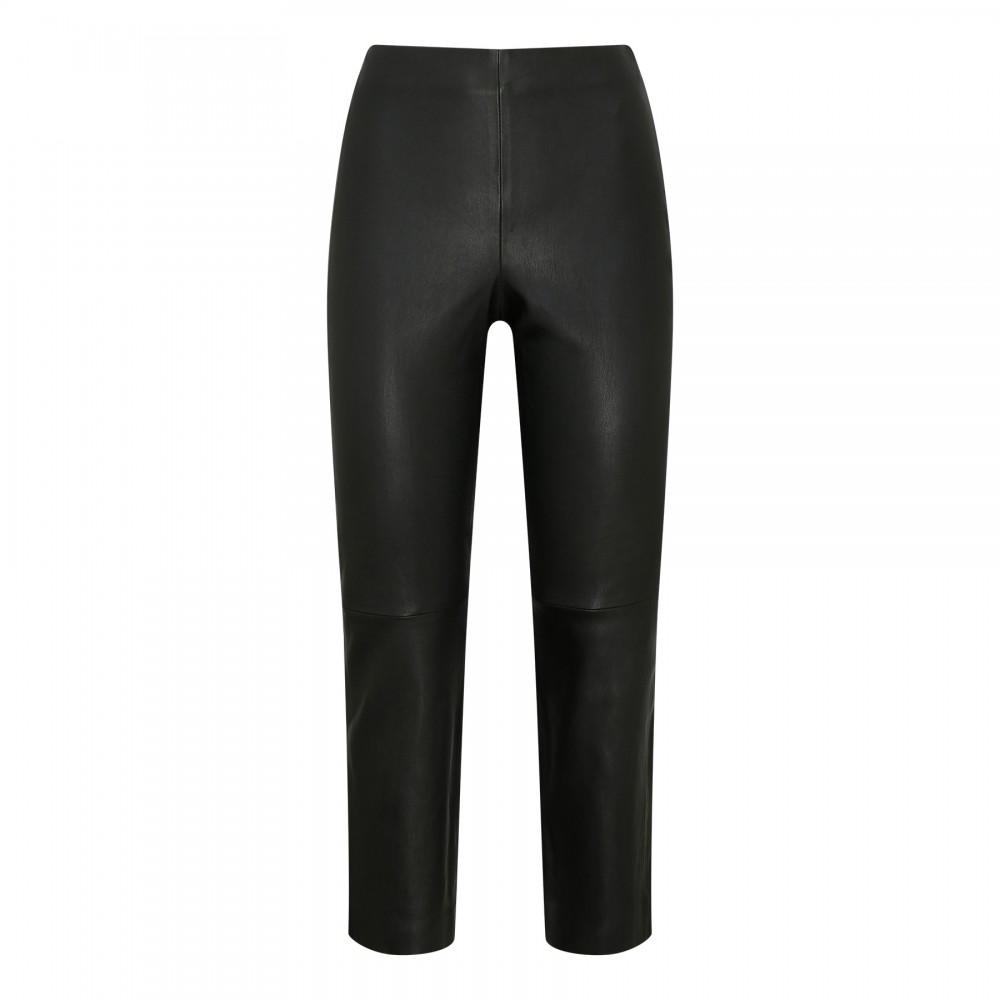 Stretch leather cropped leggings