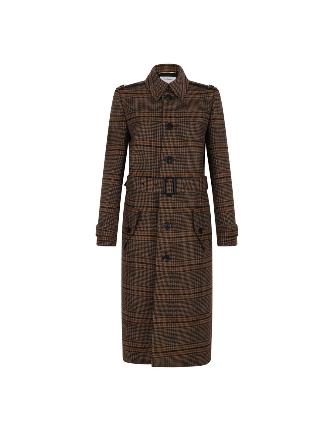 【関税&送料込】Saint Laurent Prince Of Wales Certified Virg Prince of Wales long coat | Le Noir - Unconventional Luxury