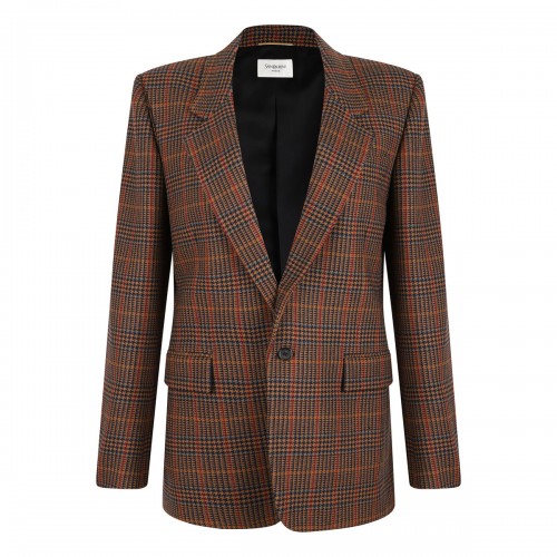 Houndstooth wool blazer