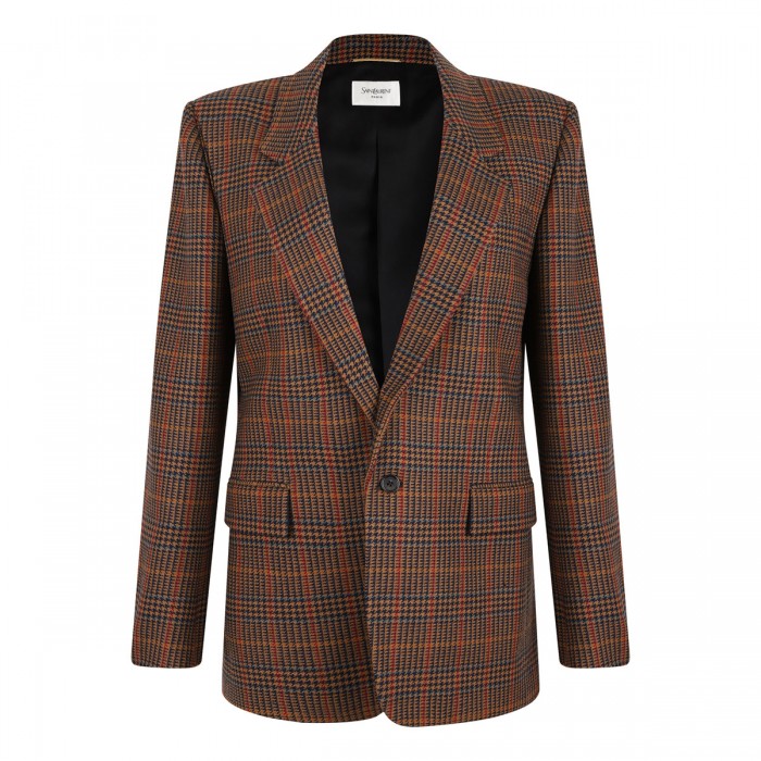 Houndstooth wool blazer
