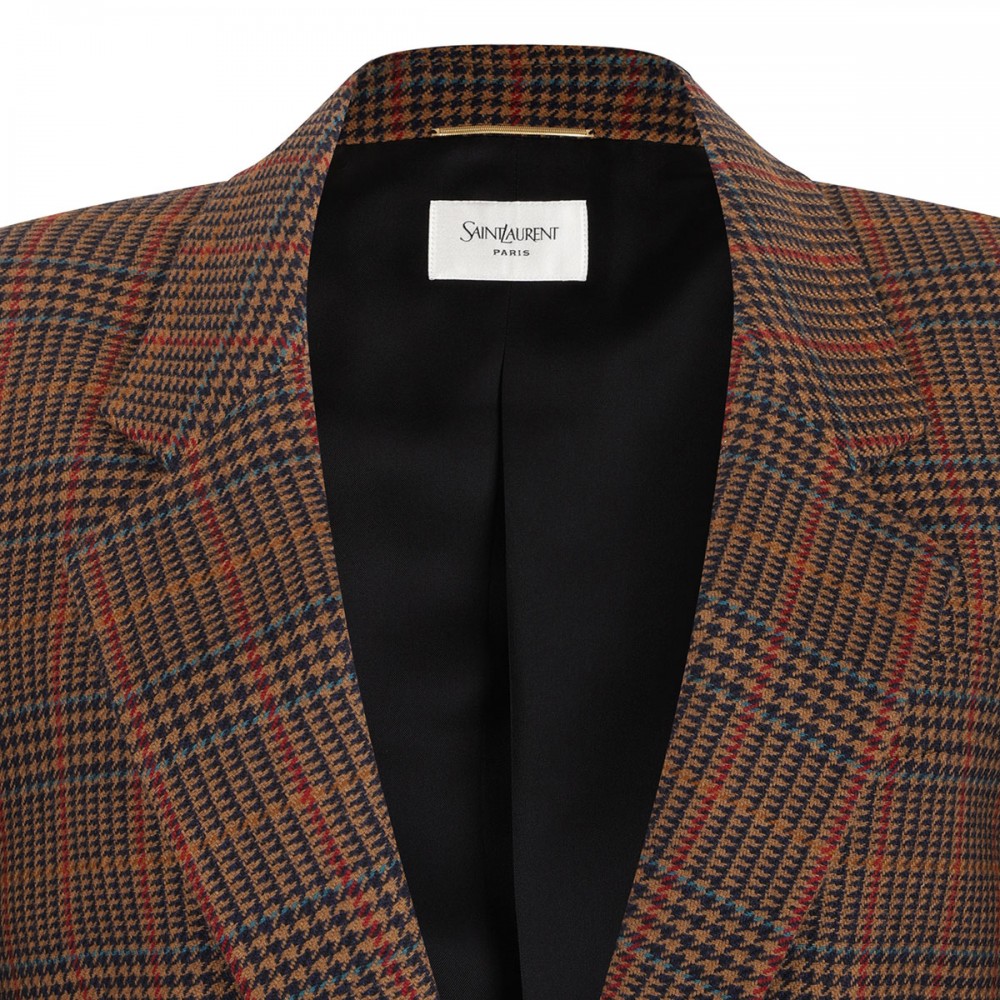 Houndstooth wool blazer