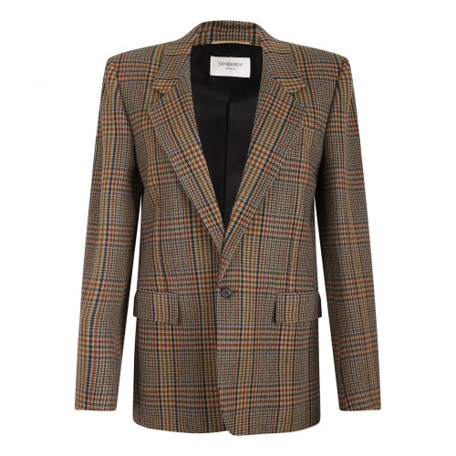 Houndstooth wool blazer