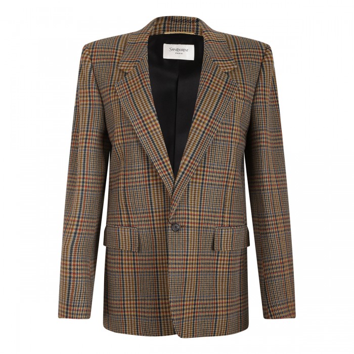 Houndstooth wool blazer