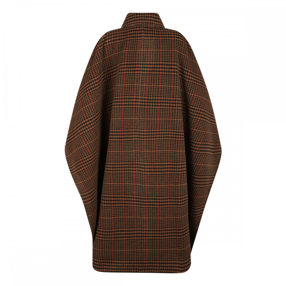 Brushed wool plaid cape
