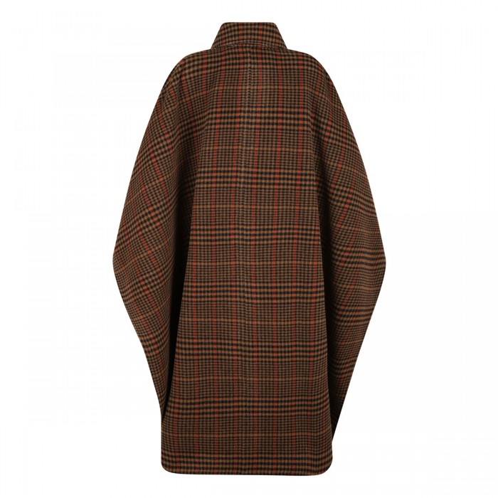 Brushed wool plaid cape