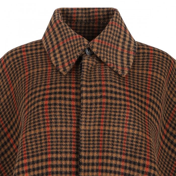 Brushed wool plaid cape
