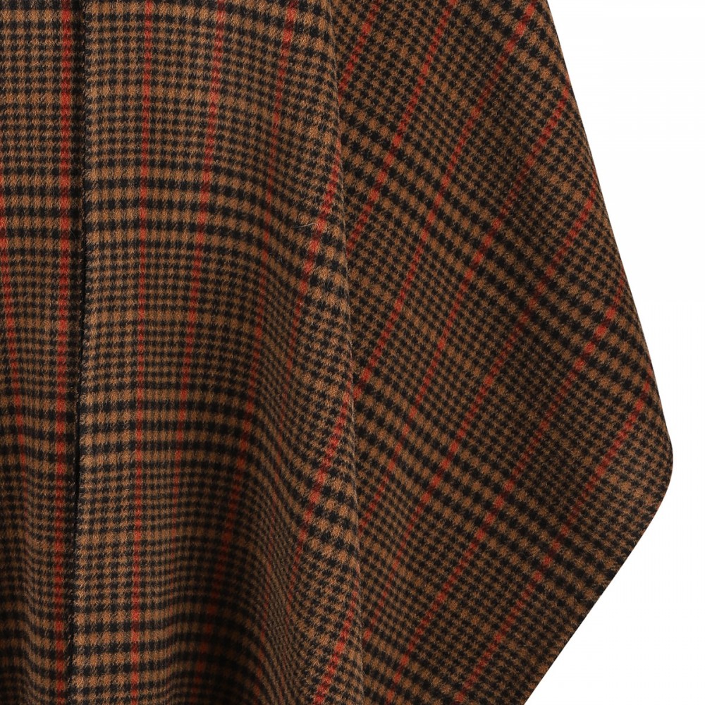 Brushed wool plaid cape