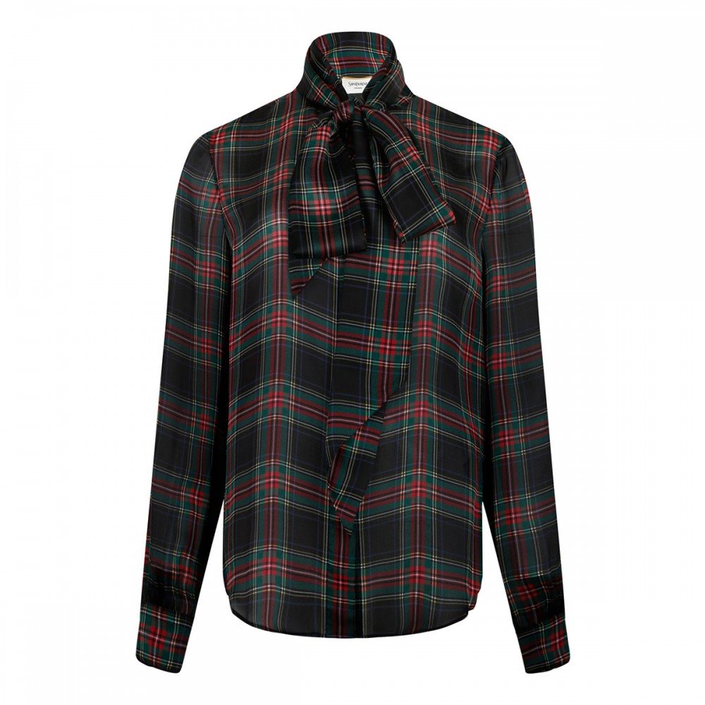 Tartan lavallière blouse