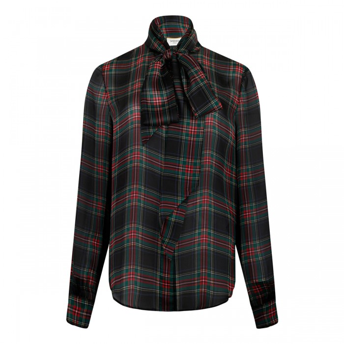 Tartan lavallière blouse