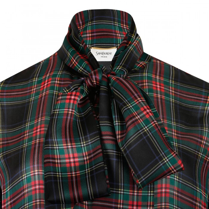 Tartan lavallière blouse