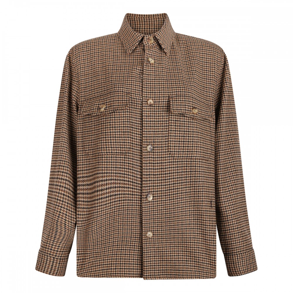 Puppytooth wool blend overshirt