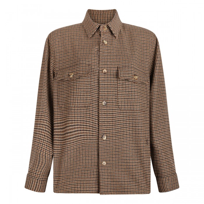 Puppytooth wool blend overshirt