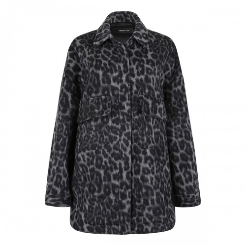 Leopard wool-blend overshirt