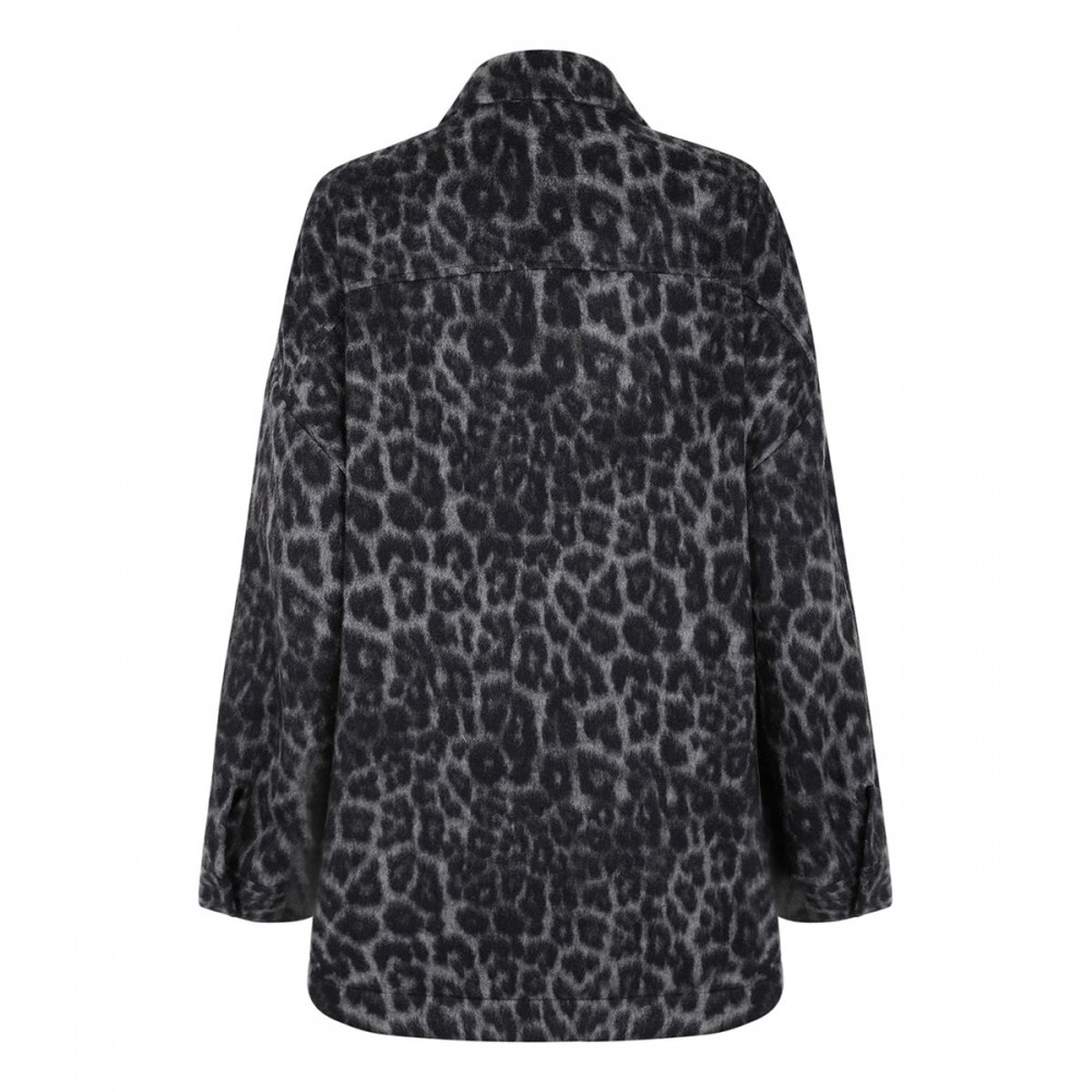 Leopard wool-blend overshirt
