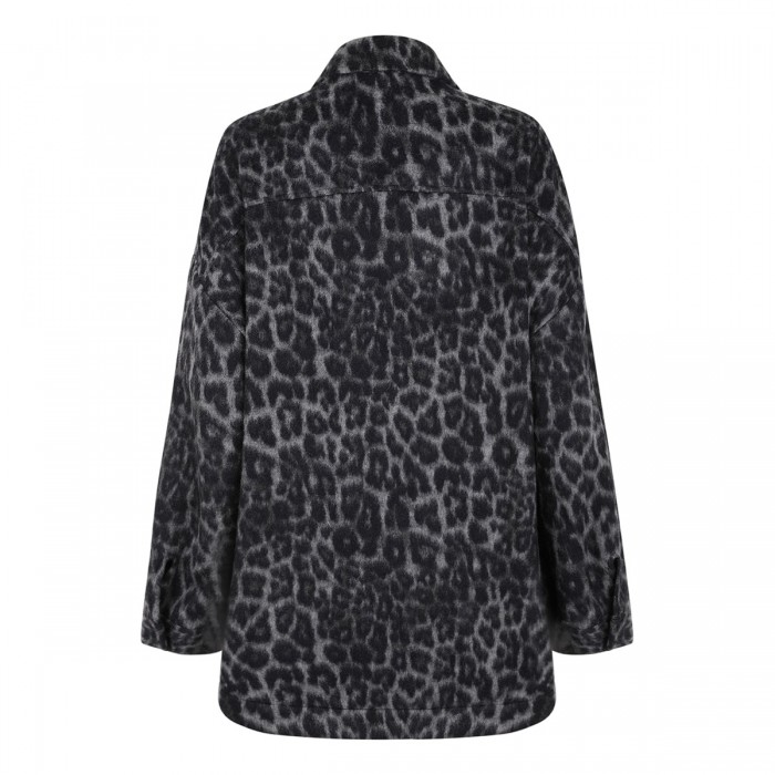Leopard wool-blend overshirt