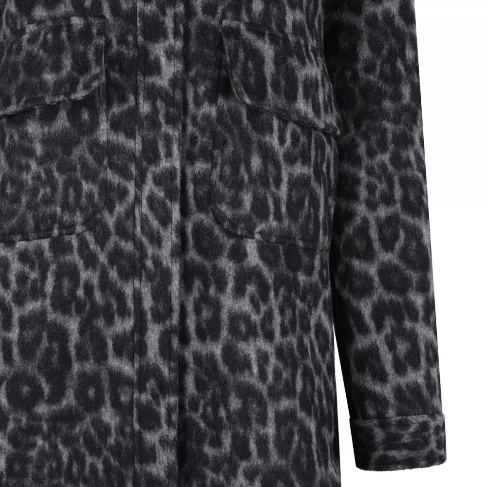 Leopard wool-blend overshirt