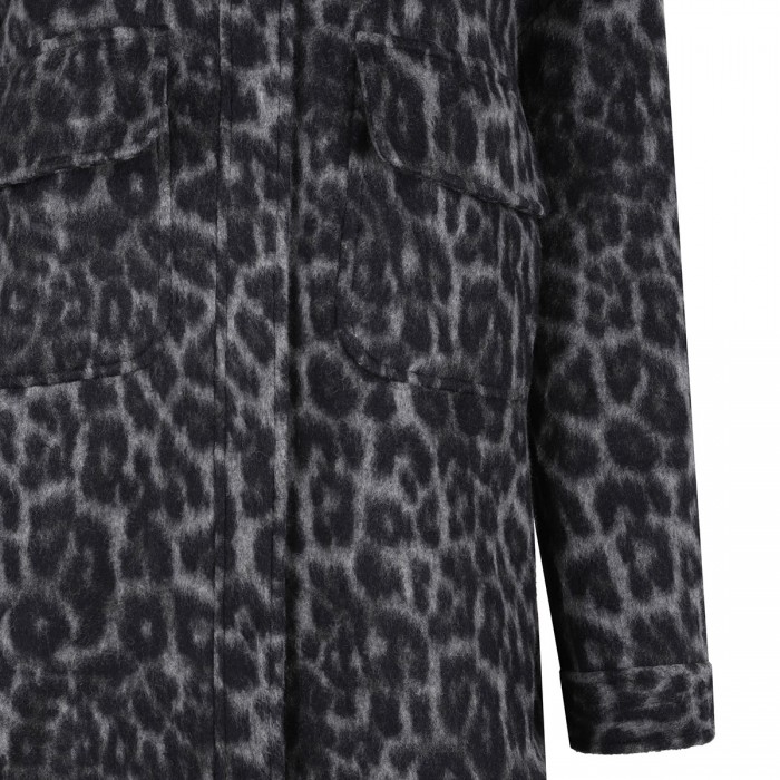 Leopard wool-blend overshirt