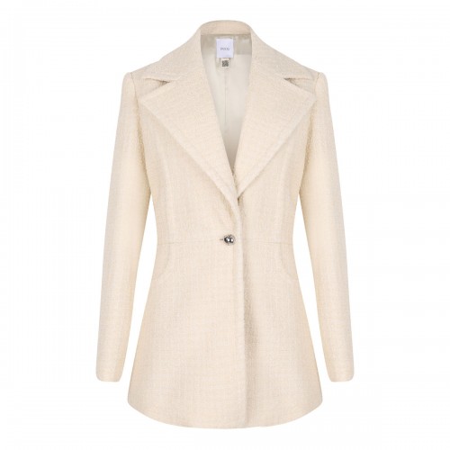 Wool blend tweed long jacket