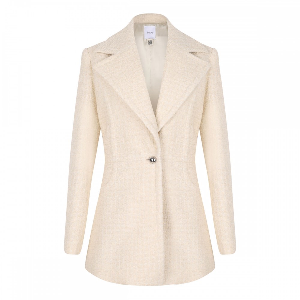 Wool blend tweed long jacket